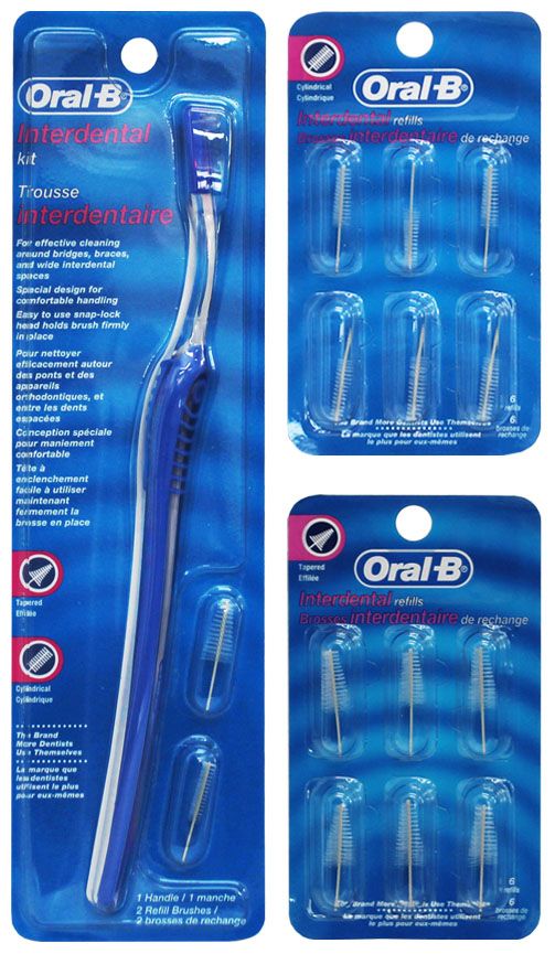 NEW Oral B Interdental 1 Kit Handle + Refill 12 (6 X 2) (Cylindrical or