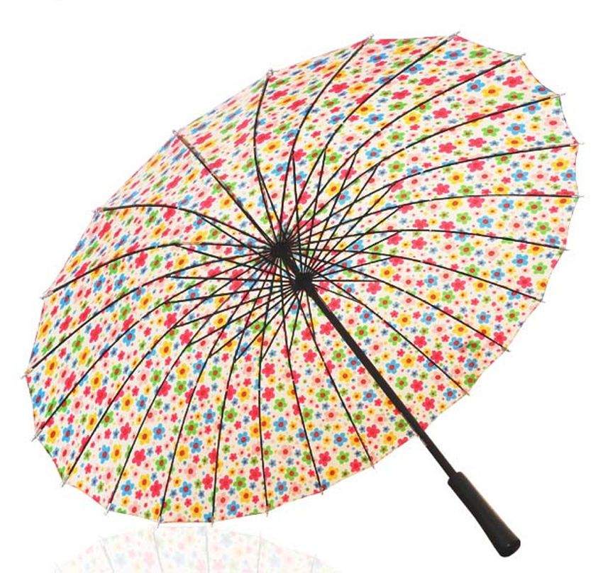 Beautiful sun rain umbrella withstand wind long handle umbrella flower