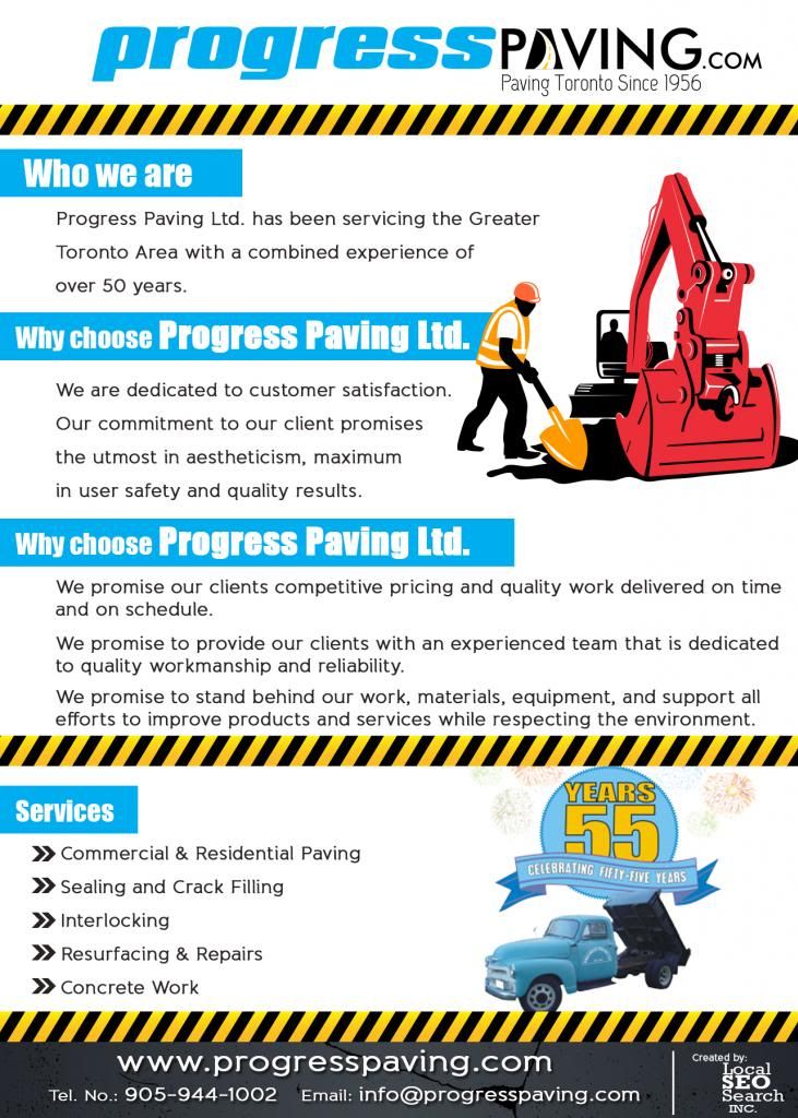 Progress Paving Infographics: Serving Greater Toronto Area for over 50 years