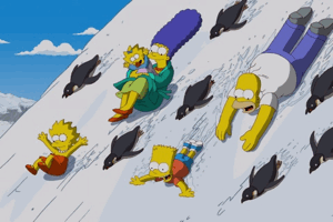 The_simpsons_going_down_a_ice_mountain_w