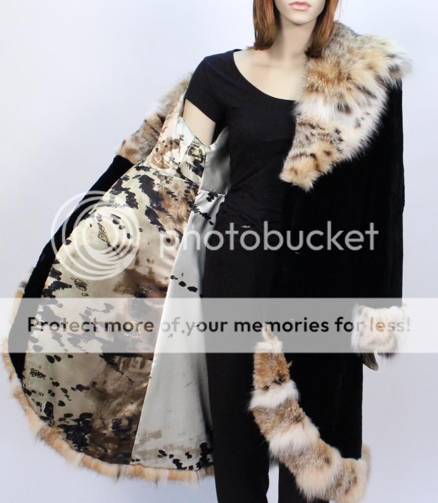 310545 New Women's Sheared Beaver Natural Lynx Fur Parka Stroller Coat 10